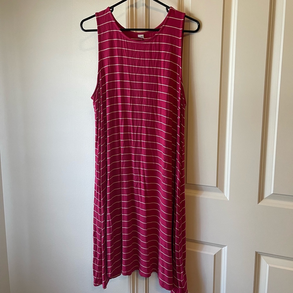 NWOT Old Navy Swing Tank Dress XL Pink/White Stripe
